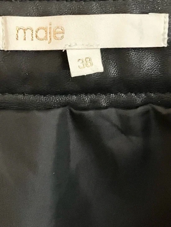 Maje Black Faux Leather A-Line Skirt with Asymmetrical Zip - Picture 4 of 4